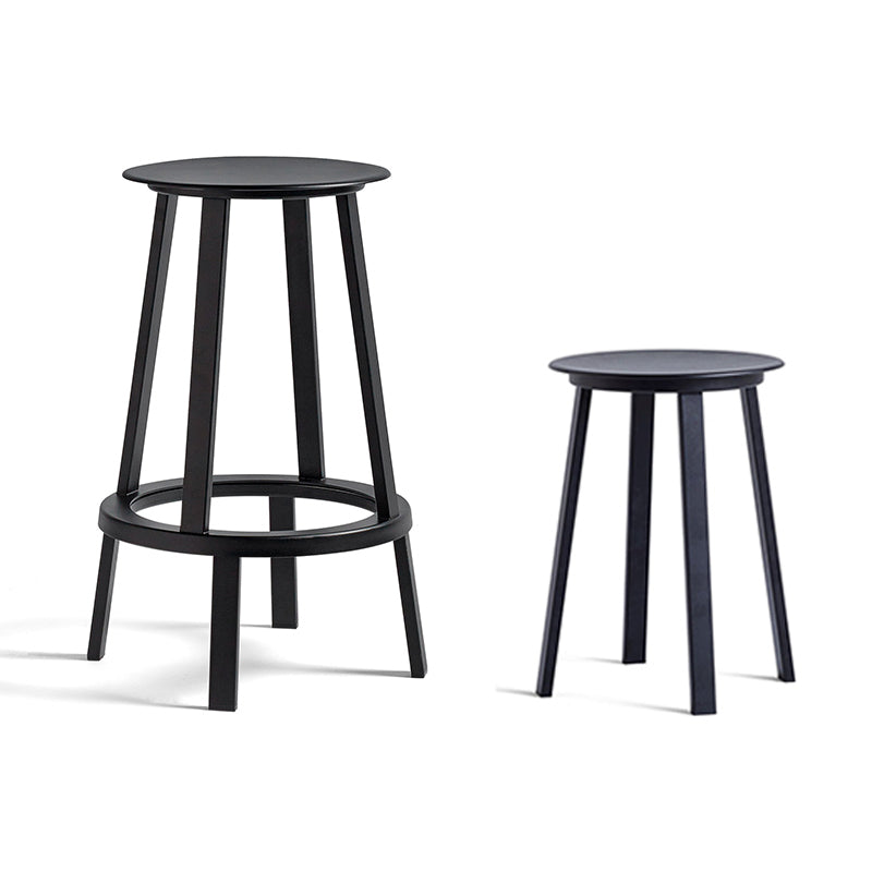 Contemporary Backless Barstool Round Seat Armless Bar Stools with 4 Metal Legs