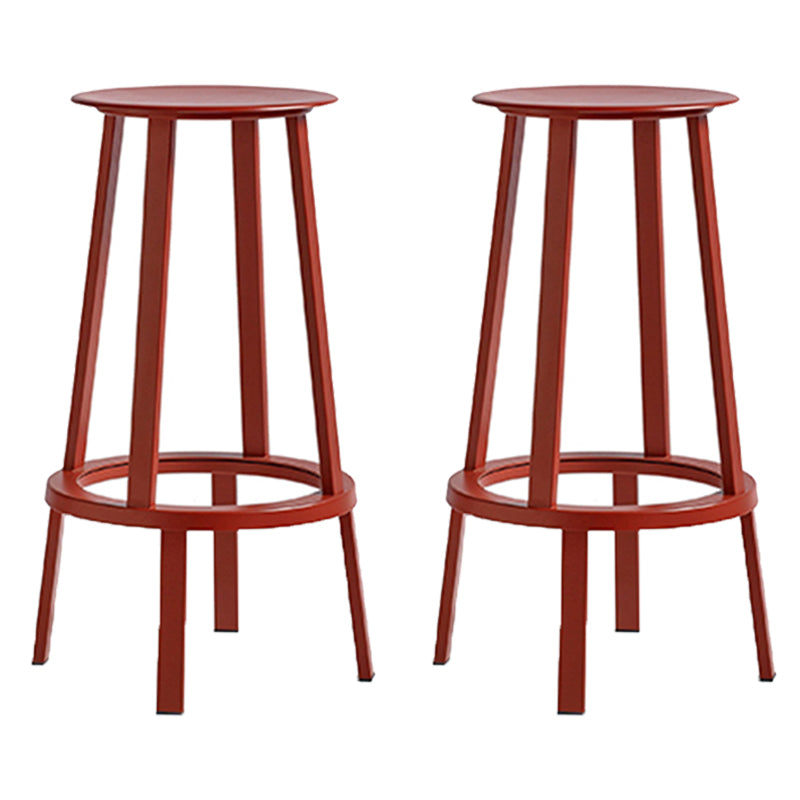 Contemporary Backless Barstool Round Seat Armless Bar Stools with 4 Metal Legs