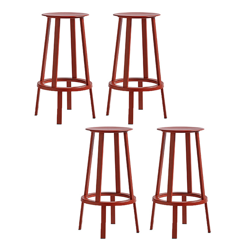 Contemporary Backless Barstool Round Seat Armless Bar Stools with 4 Metal Legs