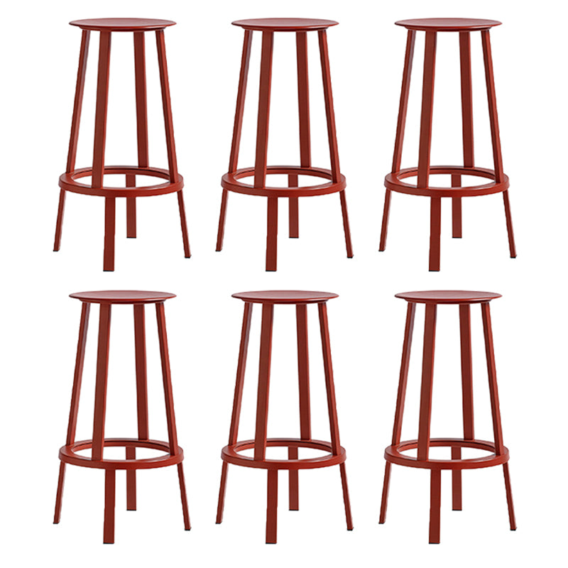Contemporary Backless Barstool Round Seat Armless Bar Stools with 4 Metal Legs
