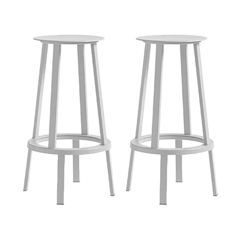 Contemporary Backless Barstool Round Seat Armless Bar Stools with 4 Metal Legs