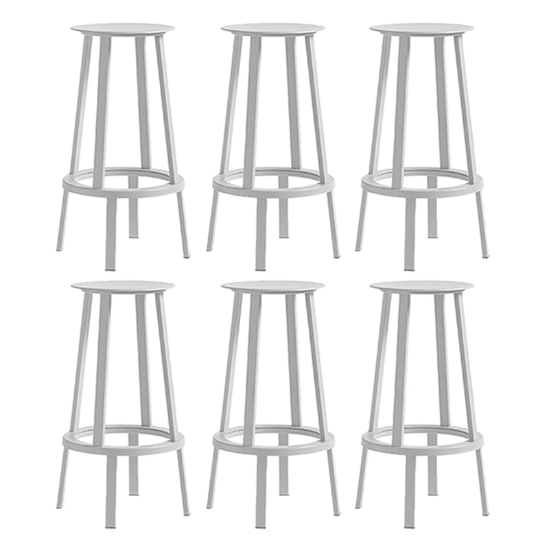 Contemporary Backless Barstool Round Seat Armless Bar Stools with 4 Metal Legs