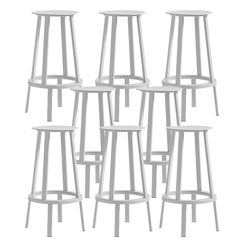 Contemporary Backless Barstool Round Seat Armless Bar Stools with 4 Metal Legs