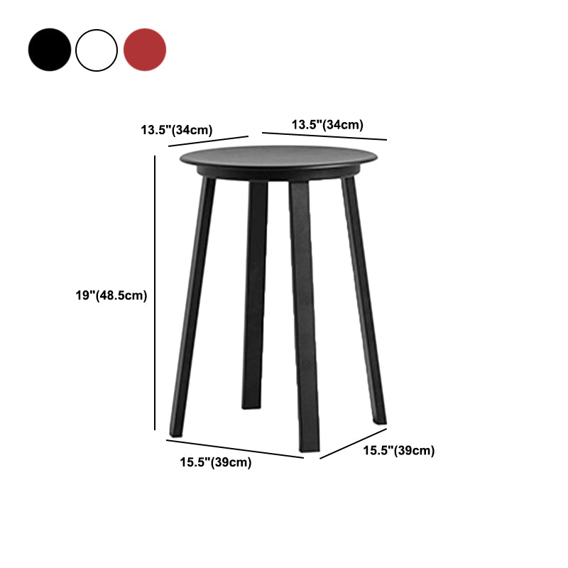 Contemporary Backless Barstool Round Seat Armless Bar Stools with 4 Metal Legs