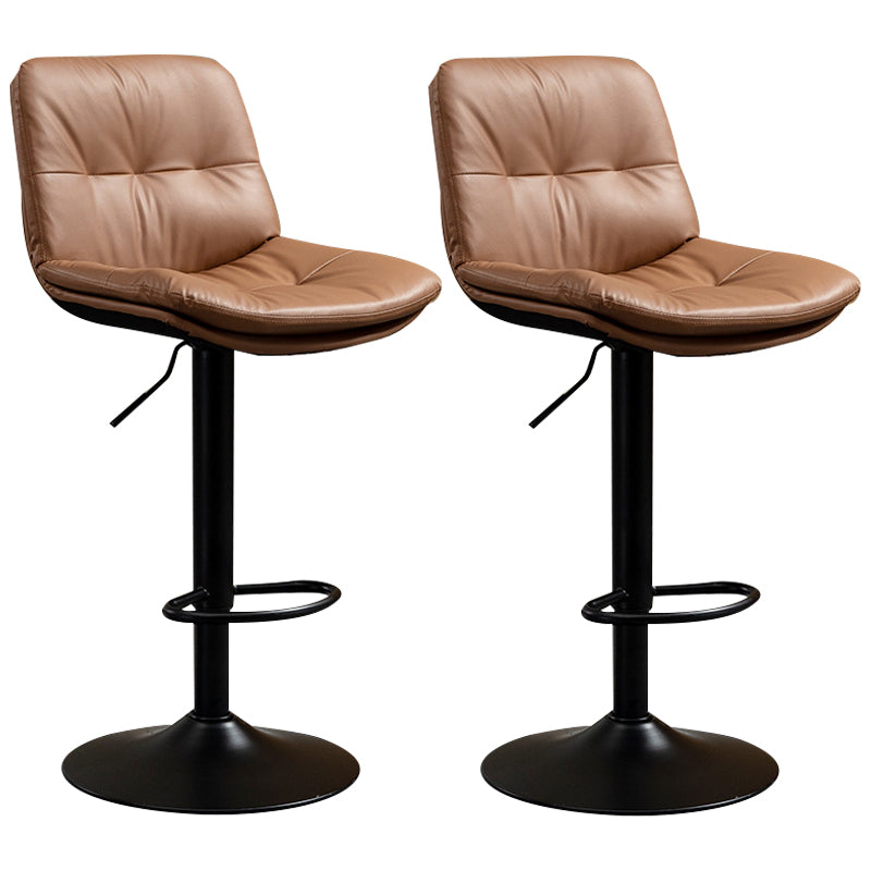Contemporary Metal Barstool Faux Leather Footrest Adjustable Low Back Counter Stool