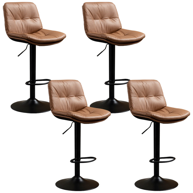 Contemporary Metal Barstool Faux Leather Footrest Adjustable Low Back Counter Stool