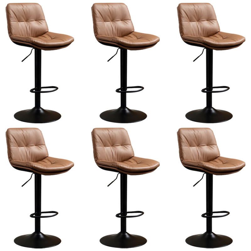 Contemporary Metal Barstool Faux Leather Footrest Adjustable Low Back Counter Stool