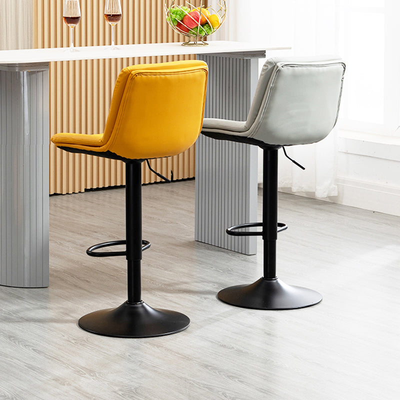 Contemporary Metal Barstool Faux Leather Footrest Adjustable Low Back Counter Stool