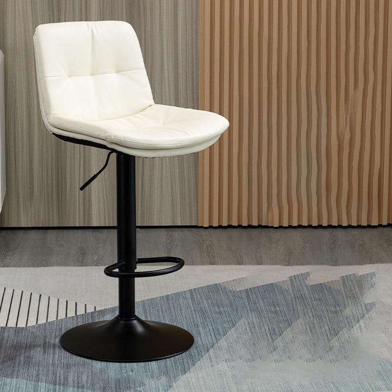 Contemporary Metal Barstool Faux Leather Footrest Adjustable Low Back Counter Stool