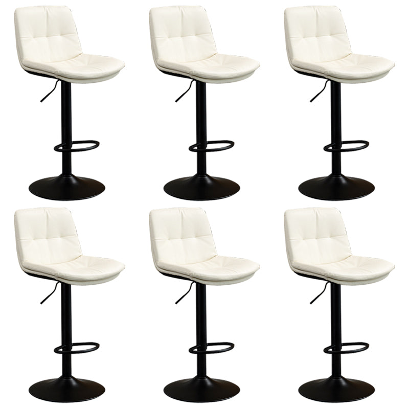 Contemporary Metal Barstool Faux Leather Footrest Adjustable Low Back Counter Stool