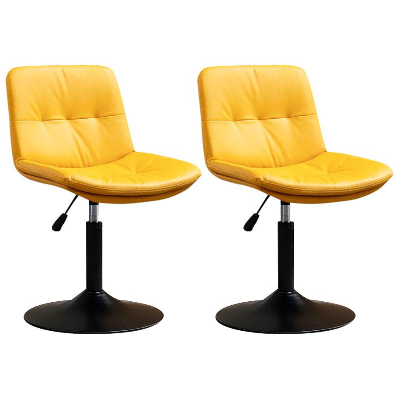 Contemporary Metal Barstool Faux Leather Footrest Adjustable Low Back Counter Stool