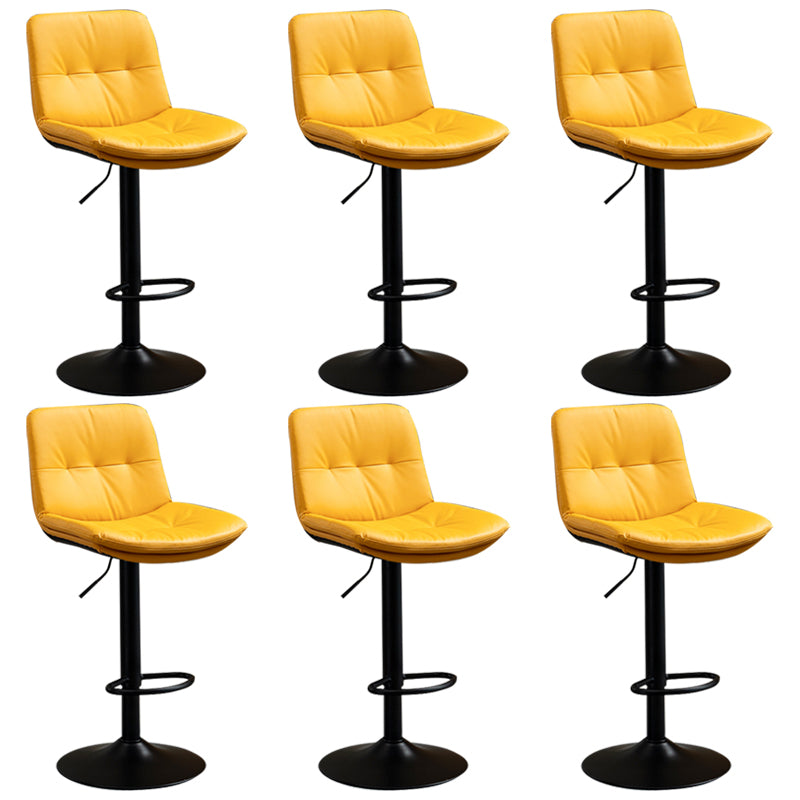 Contemporary Metal Barstool Faux Leather Footrest Adjustable Low Back Counter Stool