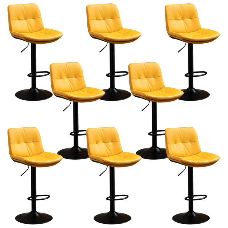 Contemporary Metal Barstool Faux Leather Footrest Adjustable Low Back Counter Stool