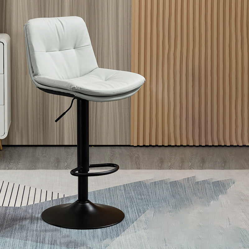 Contemporary Metal Barstool Faux Leather Footrest Adjustable Low Back Counter Stool