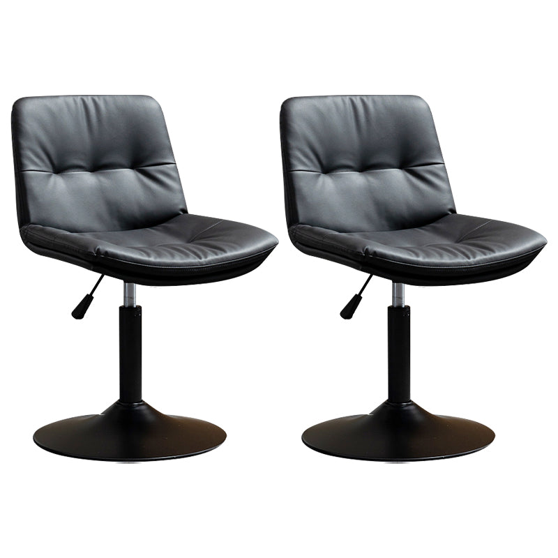 Contemporary Metal Barstool Faux Leather Footrest Adjustable Low Back Counter Stool