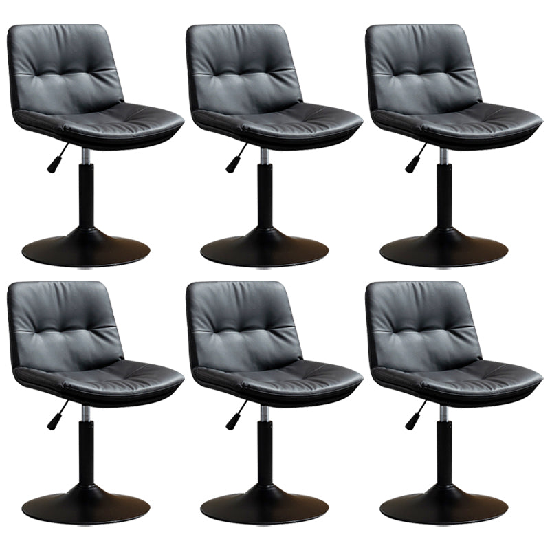 Contemporary Metal Barstool Faux Leather Footrest Adjustable Low Back Counter Stool