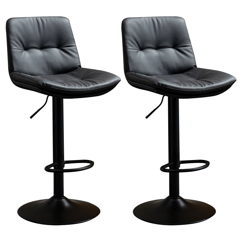 Contemporary Metal Barstool Faux Leather Footrest Adjustable Low Back Counter Stool