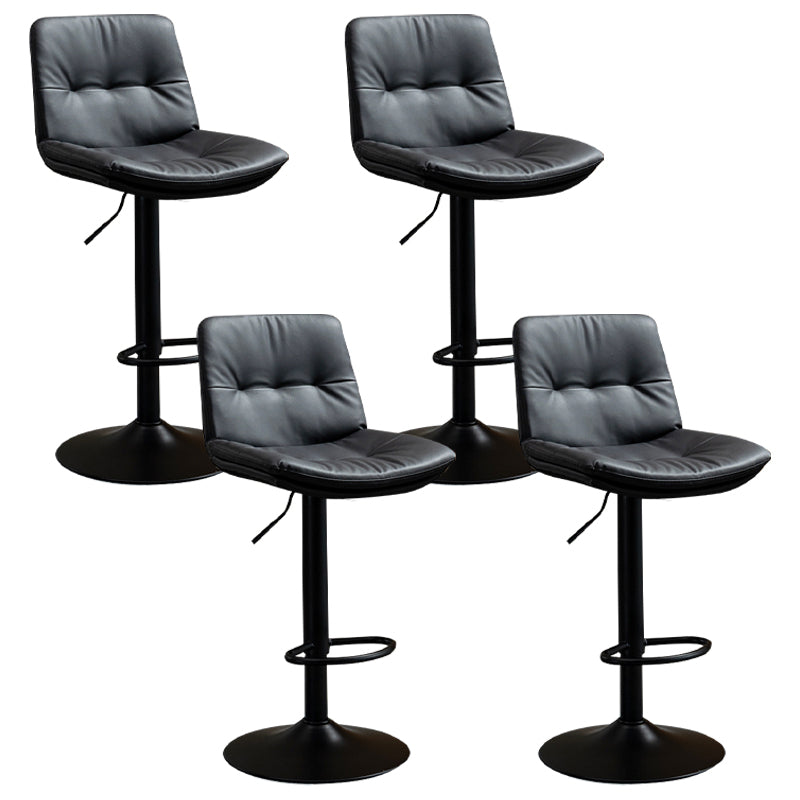 Contemporary Metal Barstool Faux Leather Footrest Adjustable Low Back Counter Stool