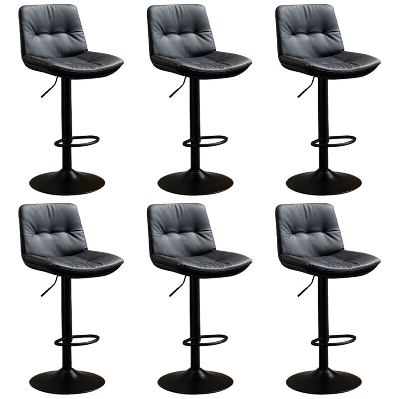 Contemporary Metal Barstool Faux Leather Footrest Adjustable Low Back Counter Stool