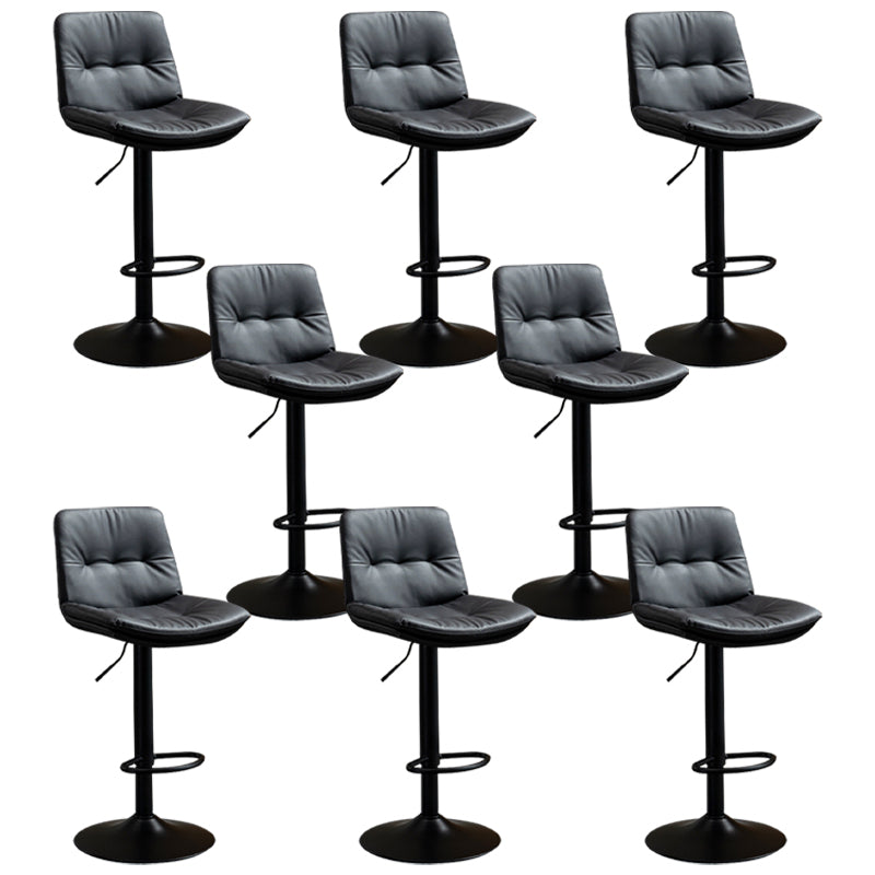 Contemporary Metal Barstool Faux Leather Footrest Adjustable Low Back Counter Stool