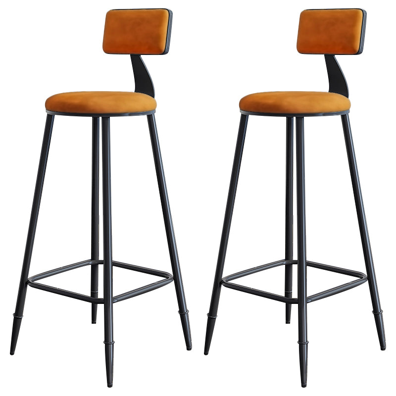 Modern Armless Backrest Counter Stool Iron Bar Stool with Cushion for Living Room
