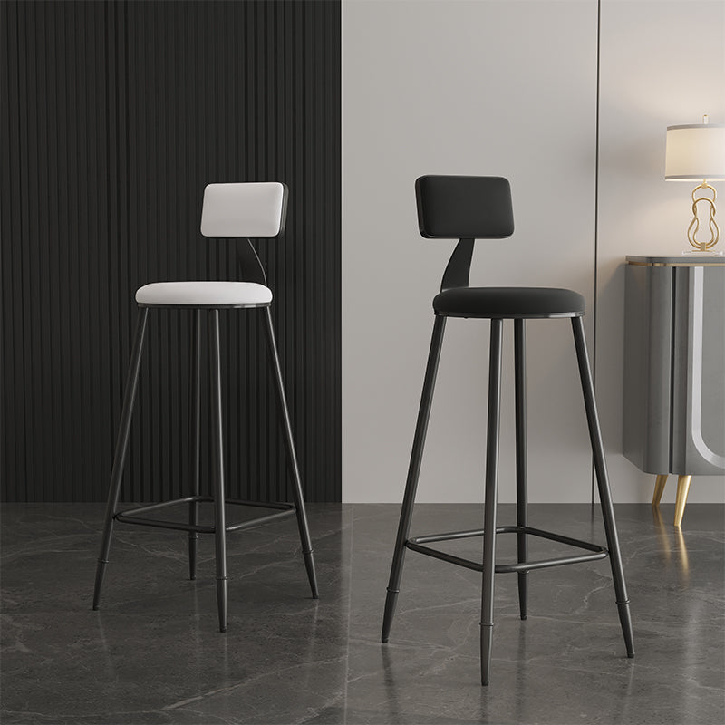 Modern Armless Backrest Counter Stool Iron Bar Stool with Cushion for Living Room
