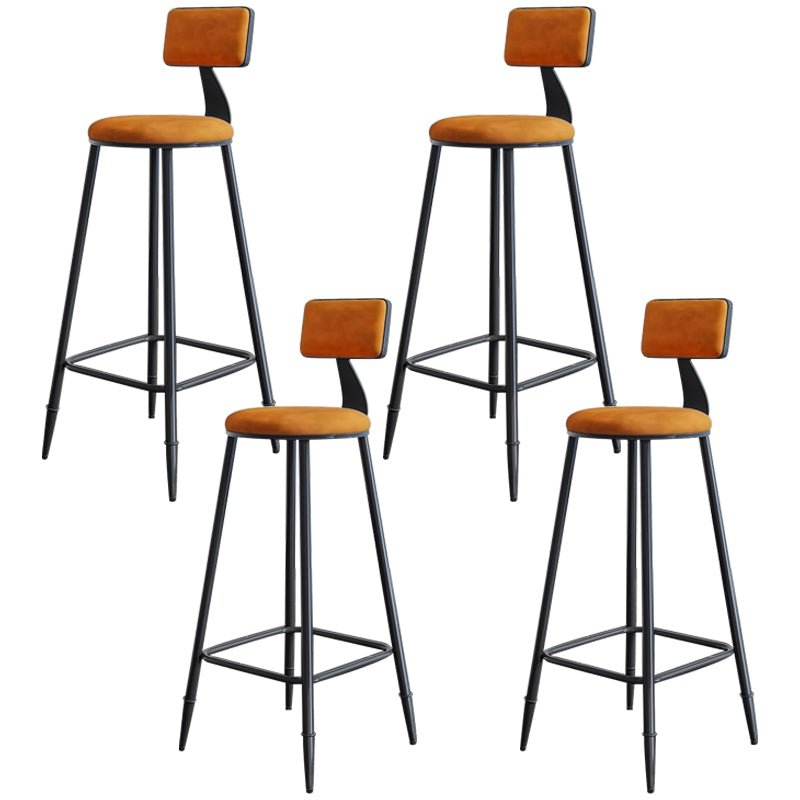 Modern Armless Backrest Counter Stool Iron Bar Stool with Cushion for Living Room