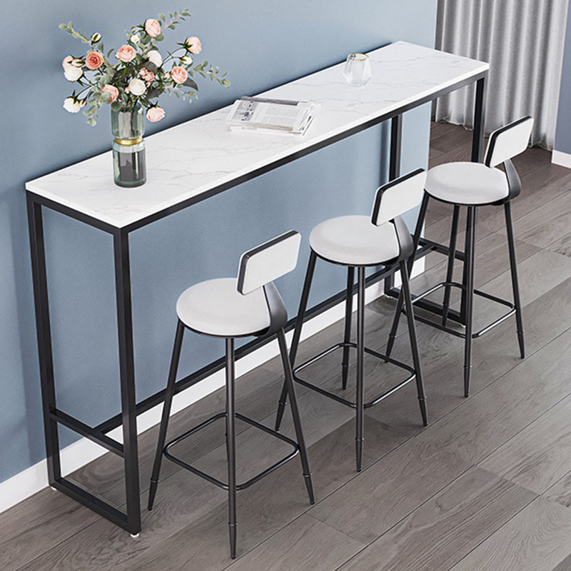 Modern Armless Backrest Counter Stool Iron Bar Stool with Cushion for Living Room