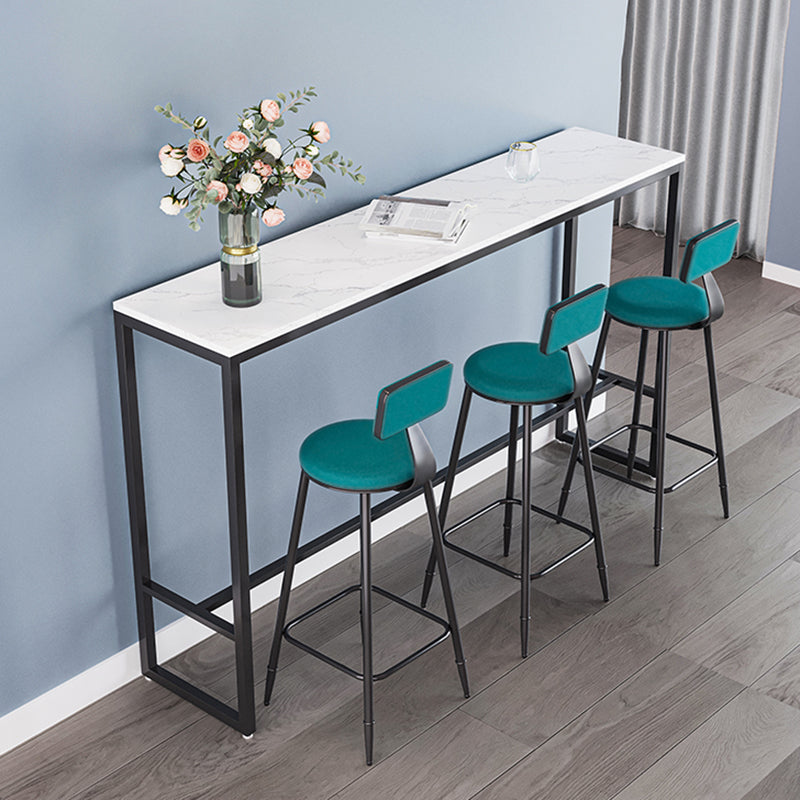 Modern Armless Backrest Counter Stool Iron Bar Stool with Cushion for Living Room