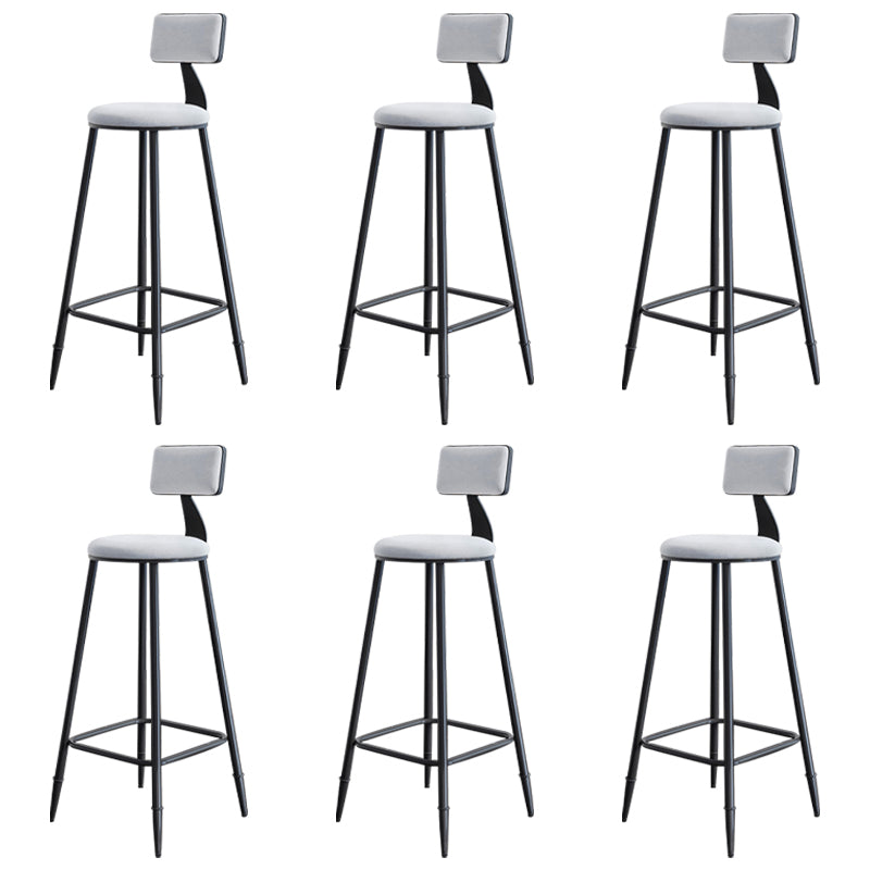 Modern Armless Backrest Counter Stool Iron Bar Stool with Cushion for Living Room