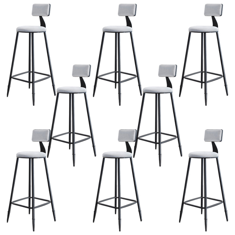 Modern Armless Backrest Counter Stool Iron Bar Stool with Cushion for Living Room