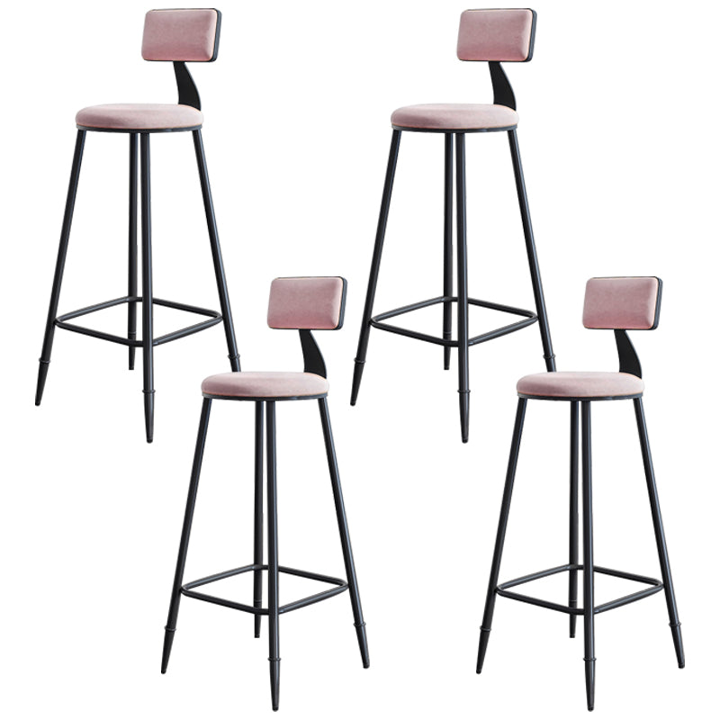 Modern Armless Backrest Counter Stool Iron Bar Stool with Cushion for Living Room