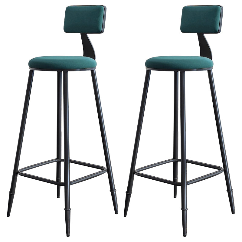 Modern Armless Backrest Counter Stool Iron Bar Stool with Cushion for Living Room