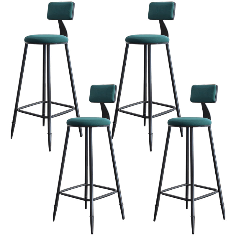 Modern Armless Backrest Counter Stool Iron Bar Stool with Cushion for Living Room