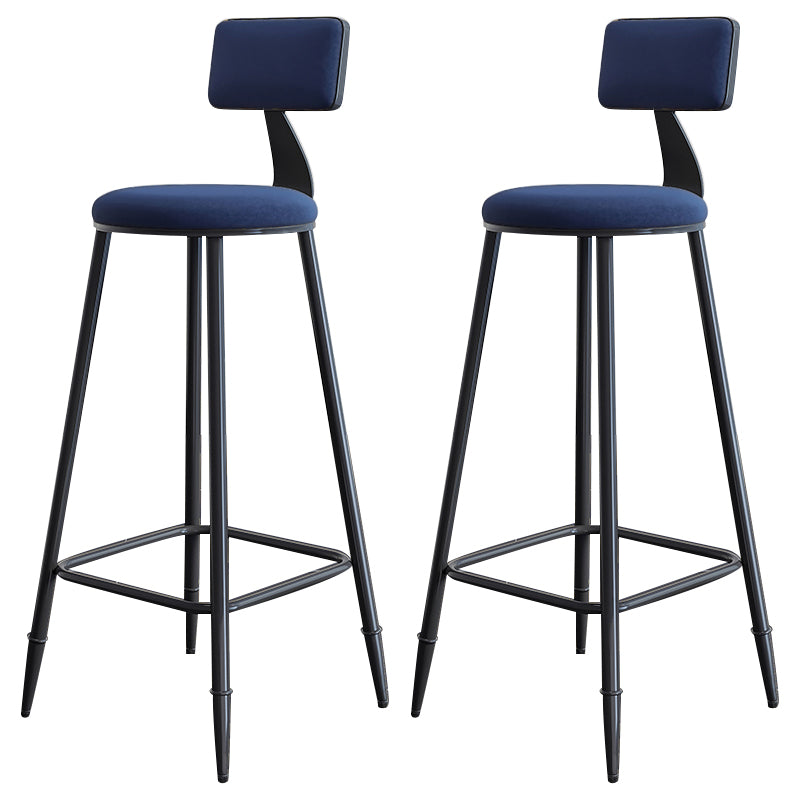 Modern Armless Backrest Counter Stool Iron Bar Stool with Cushion for Living Room