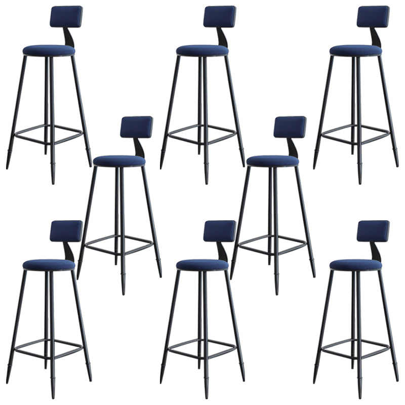 Modern Armless Backrest Counter Stool Iron Bar Stool with Cushion for Living Room