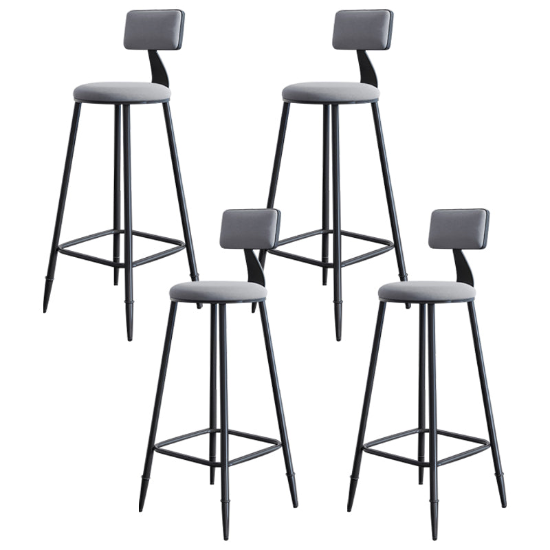 Modern Armless Backrest Counter Stool Iron Bar Stool with Cushion for Living Room