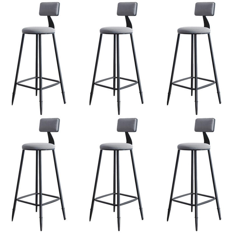 Modern Armless Backrest Counter Stool Iron Bar Stool with Cushion for Living Room