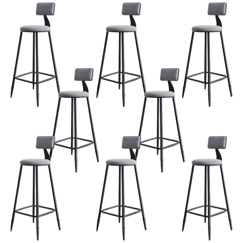 Modern Armless Backrest Counter Stool Iron Bar Stool with Cushion for Living Room