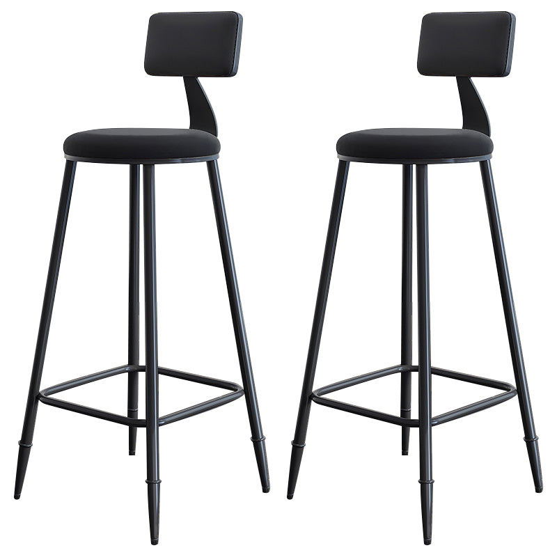 Modern Armless Backrest Counter Stool Iron Bar Stool with Cushion for Living Room