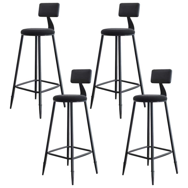 Modern Armless Backrest Counter Stool Iron Bar Stool with Cushion for Living Room