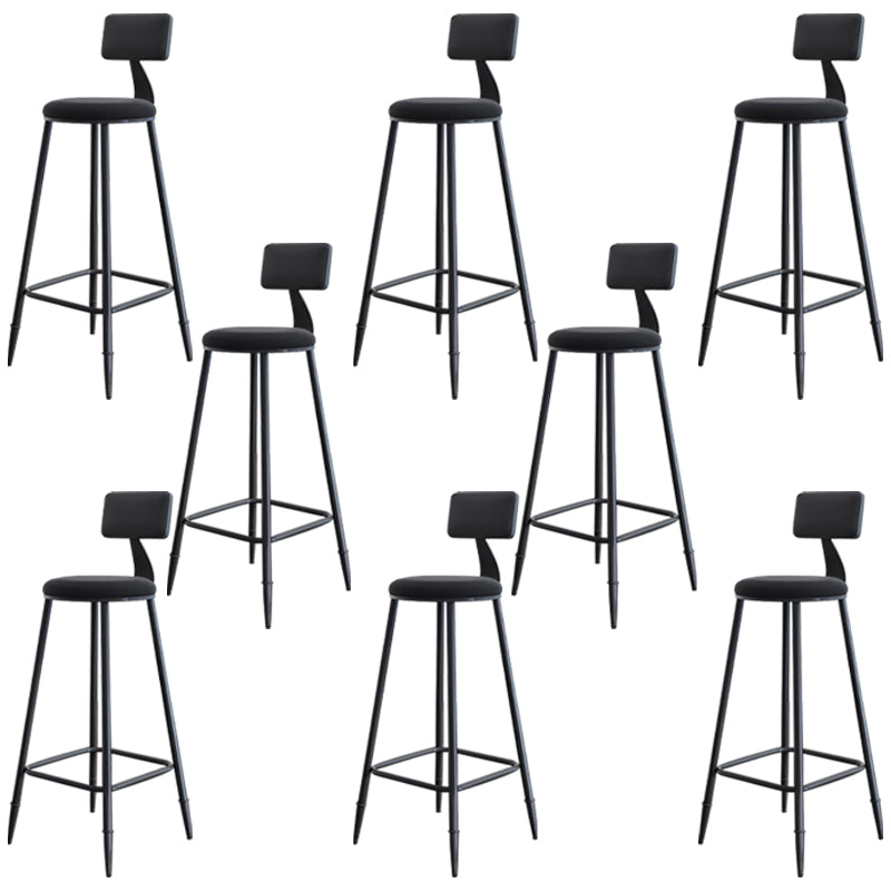 Modern Armless Backrest Counter Stool Iron Bar Stool with Cushion for Living Room