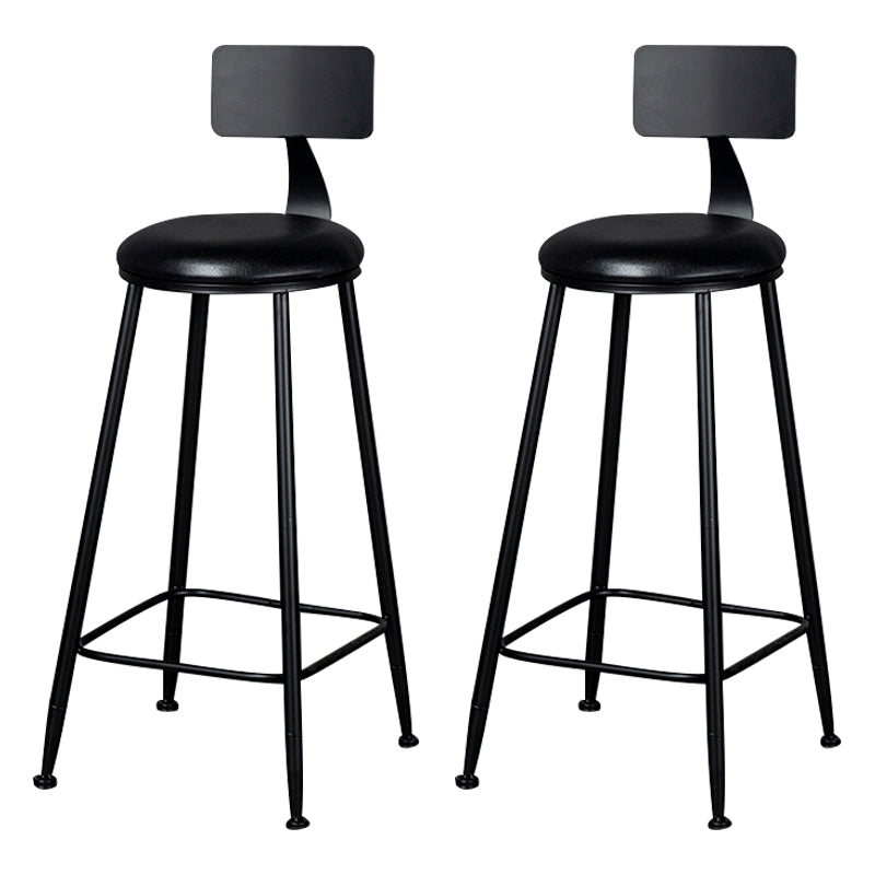 Modern Armless Backrest Counter Stool Iron Bar Stool with Cushion for Living Room