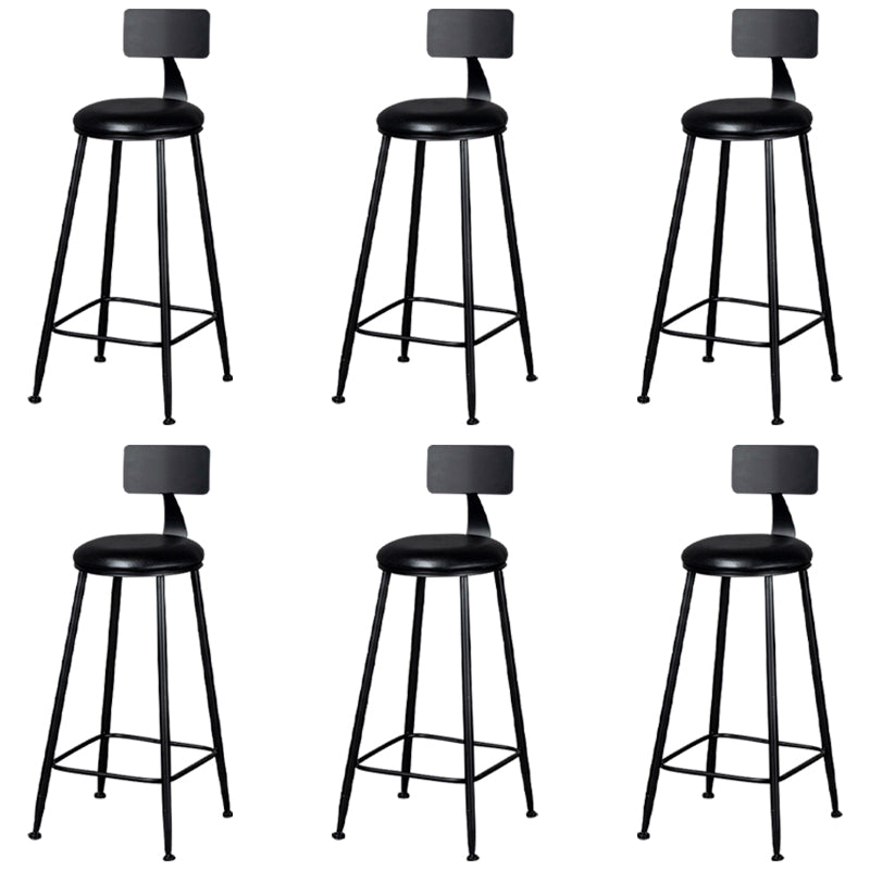 Modern Armless Backrest Counter Stool Iron Bar Stool with Cushion for Living Room