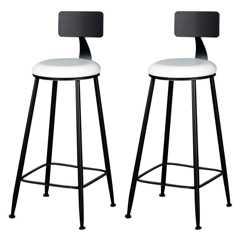 Modern Armless Backrest Counter Stool Iron Bar Stool with Cushion for Living Room