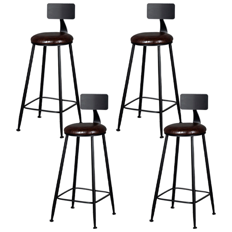 Modern Armless Backrest Counter Stool Iron Bar Stool with Cushion for Living Room
