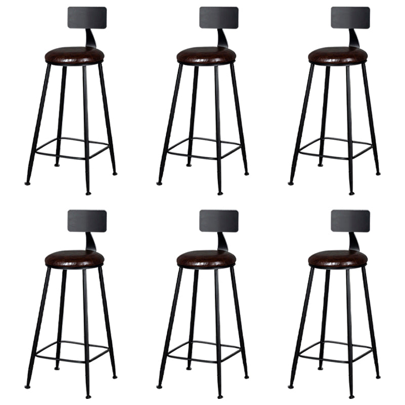 Modern Armless Backrest Counter Stool Iron Bar Stool with Cushion for Living Room
