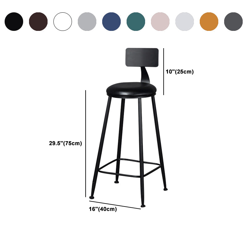 Modern Armless Backrest Counter Stool Iron Bar Stool with Cushion for Living Room