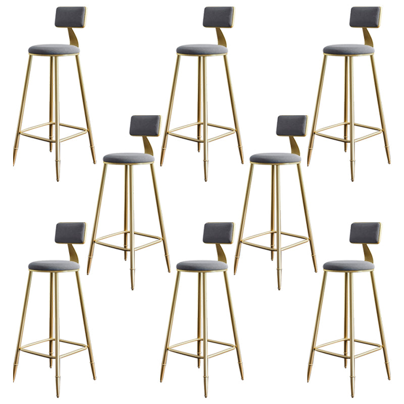 Glam Footrest Counter Stool Fabric Low Back Barstool with 4 Gold Iron Legs