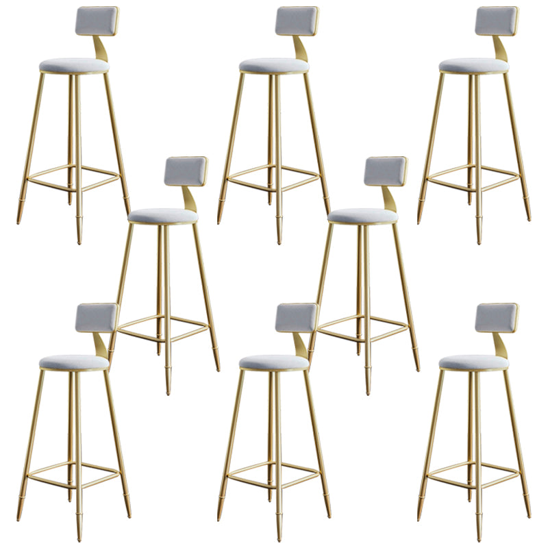 Glam Footrest Counter Stool Fabric Low Back Barstool with 4 Gold Iron Legs
